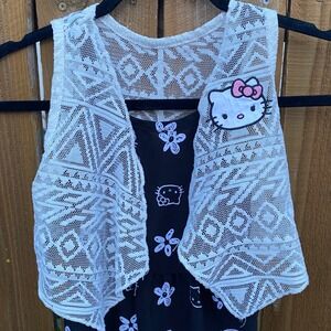 Sanrio Hello Kitty Girls 6 Years Flowers Dress White Lace Vest Summer DressSet